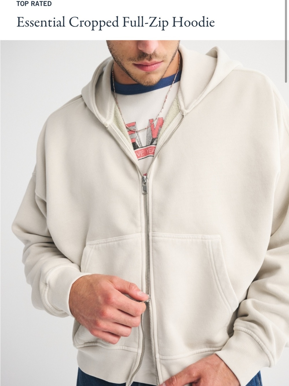 Abercrombie & Fitch Cream Full-Zip Hoodie